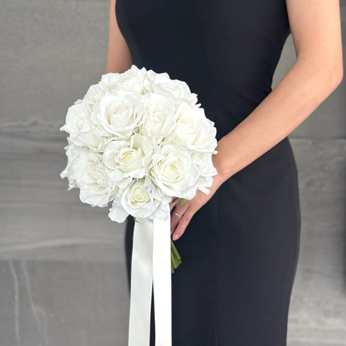 新作◎ローズ♪ラウンドブーケ 造花 ウェディングブーケ ブートニア