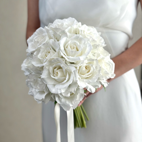 新作◎ローズ♪ラウンドブーケ 造花 ウェディングブーケ ブートニア