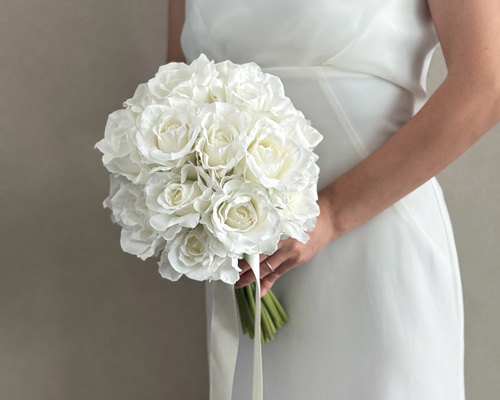 新作◎ローズ♪ラウンドブーケ 造花 ウェディングブーケ ブートニア