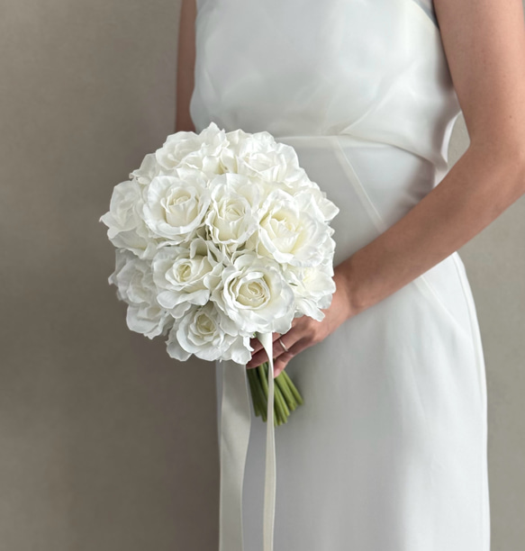 新作◎ローズ♪ラウンドブーケ 造花 ウェディングブーケ ブートニア