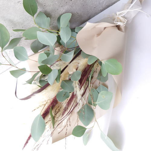 パンパス＆ユーカリ＆秋の草花【スワッグ＆花束】受注製作・期間