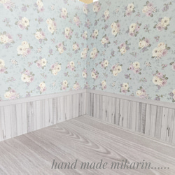 背景撮影ボード（ブルー花柄×グレー）【ドールハウス】 4枚目の画像