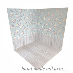 背景撮影ボード（ブルー花柄×グレー）【ドールハウス】 3枚目の画像