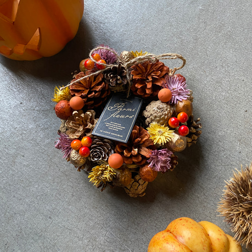 早割 ☆毎年飾れるハロウィンリース☆秋リース オレンジS クリスマス