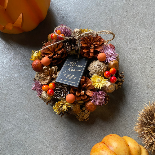 早割 ☆毎年飾れるハロウィンリース☆秋リース オレンジS