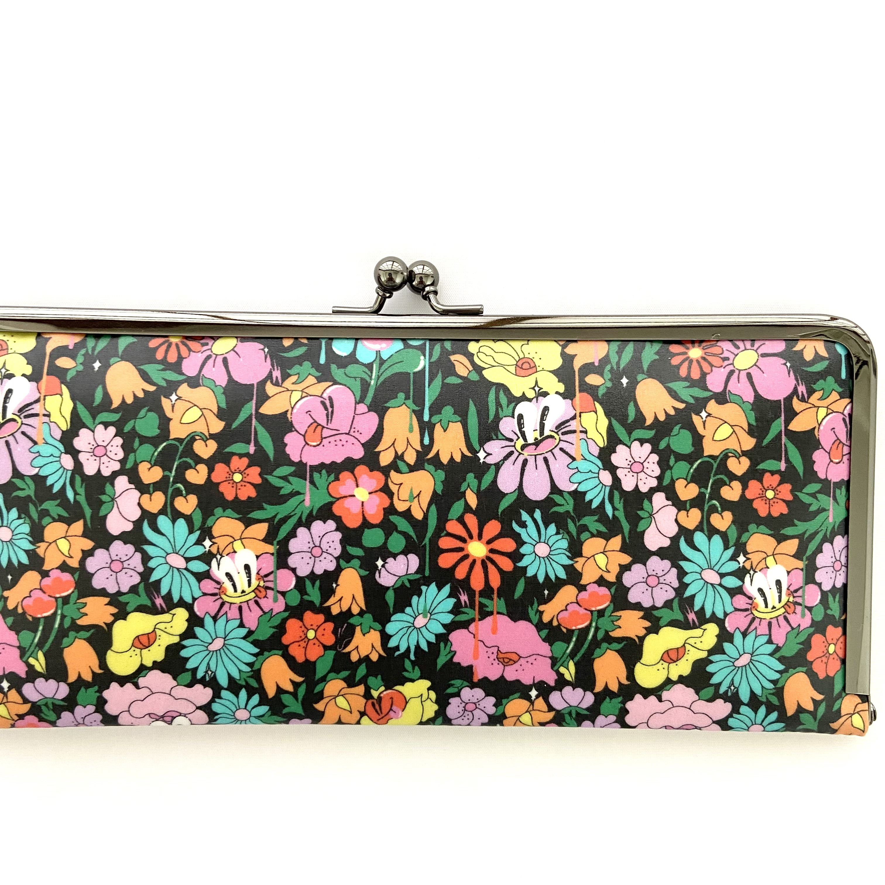 ＊ラミネート＊ がま口長財布 スリム ハッティパークブラックマルチ リバティプリント使用