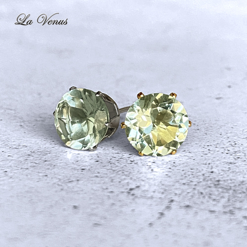 ✴︎つけっぱなしOK✴︎ 天然 グリーンアメジスト ピアス 大粒8mm AAA