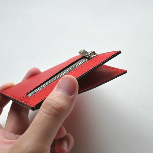 薄くて小さなフラグメントケース【レッド】財布 イタリアンレザー