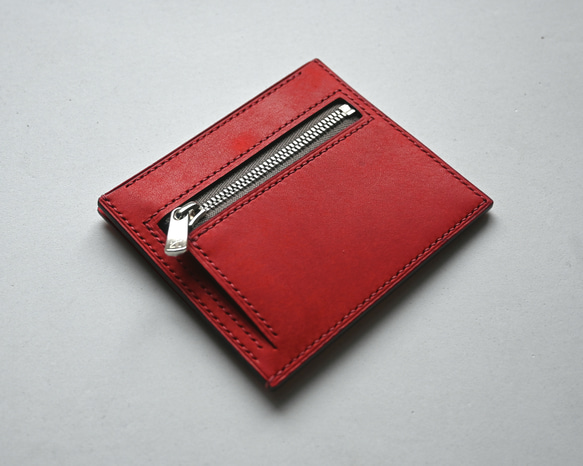 薄くて小さなフラグメントケース【レッド】財布 イタリアンレザー