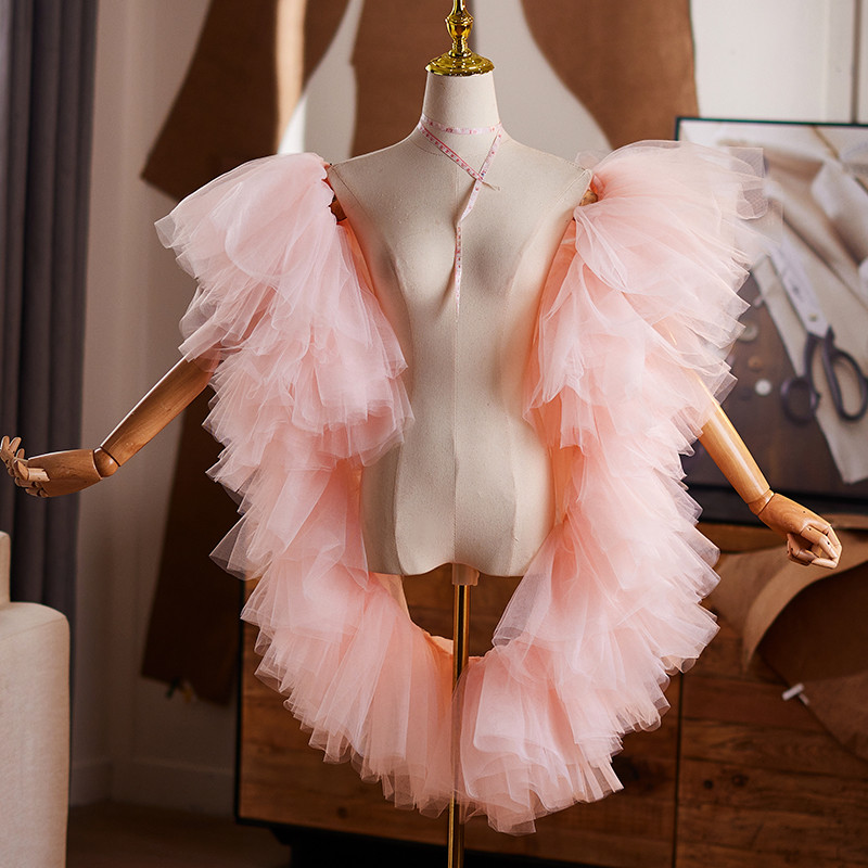 ケープ ピンク 立体花 DIY 肩飾り ドレスアクセサリー パーティー ウェディングドレス DTY267