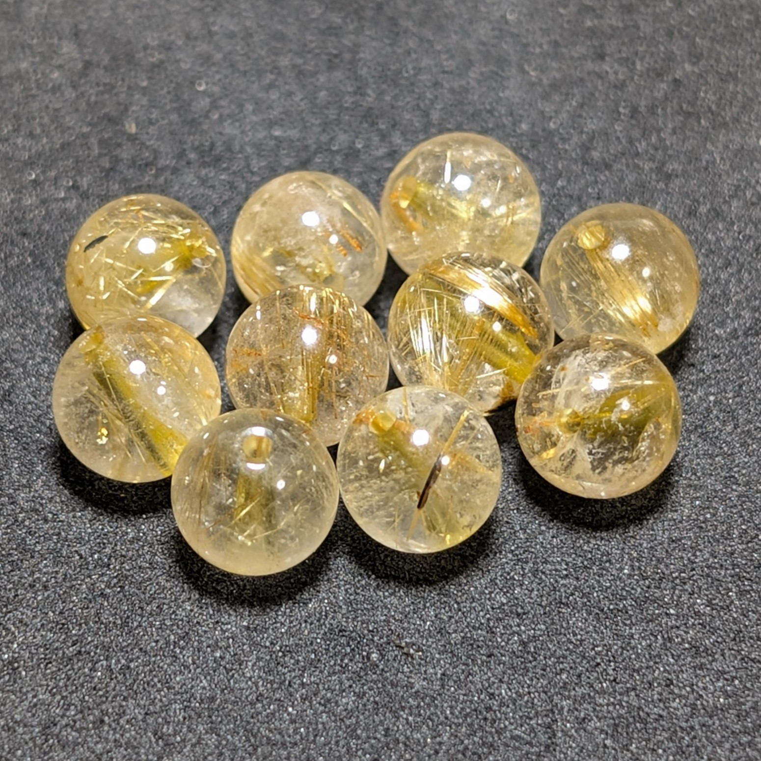 ゴールド タイチンルチル クォーツ 8mm 1粒売り 黄金に輝く天然石 極太金針水晶 お守り プレゼント お年玉 ギフト