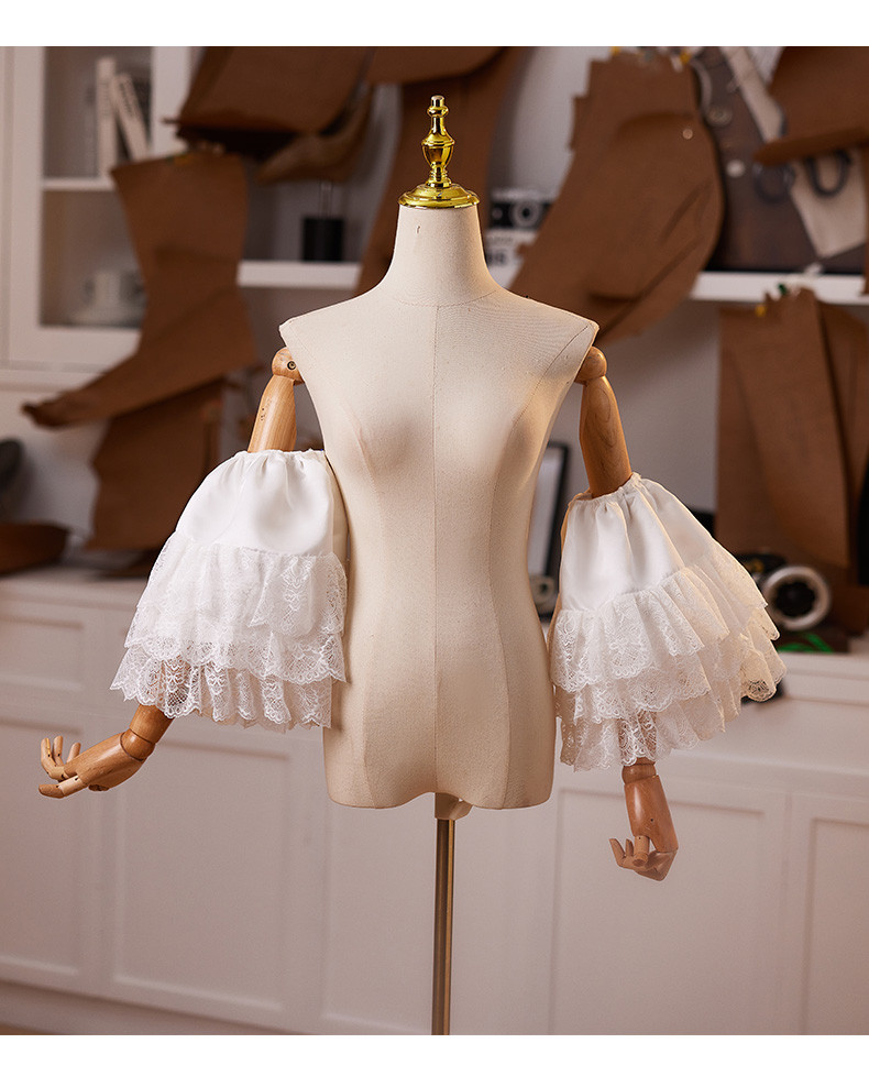 パフスリーブ 白 DIY 袖カバー 取り外し袖 ドレスアクセサリー パーティー ウェディングドレス DTY373