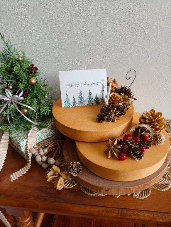 木の実の飾り台 ナチュラルクリスマス2025 超早割 リース インテリア