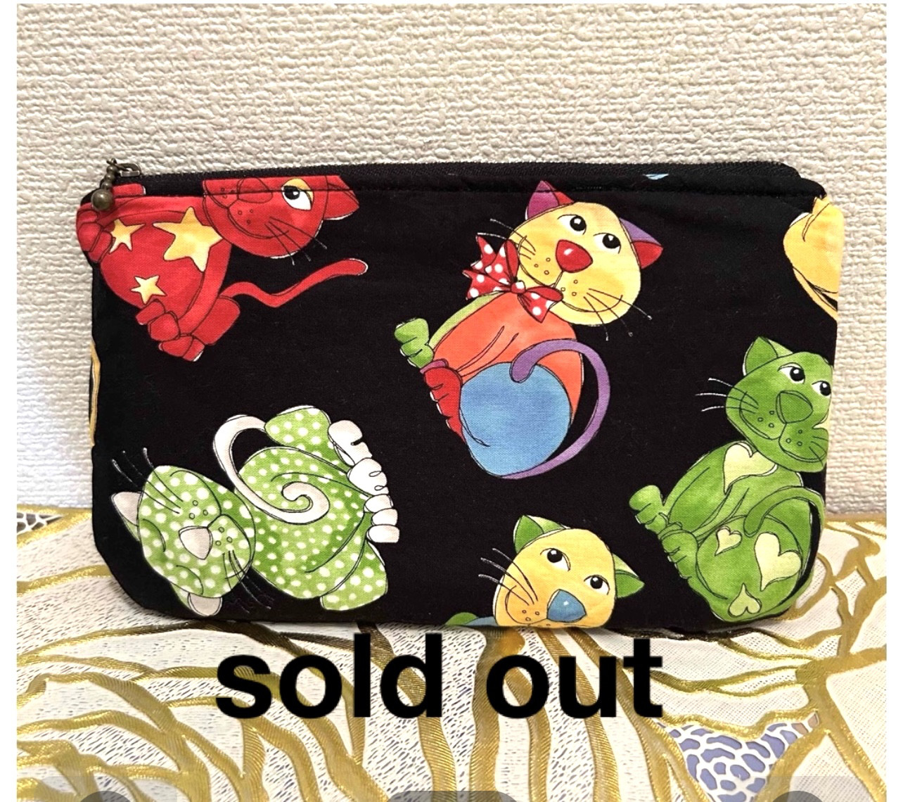 «783»◤完売◢ポーチ*ファブリックブランド*USAロラライハリス*Happy Cats*20cmファスナー*手帳