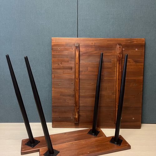 送料無料】 テーブル 正方形 80cm パインウォルナット アイアン製