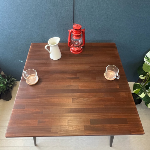 【オーダー】 テーブル 正方形 80cm パイン ウォルナット調 ボルト連結脚 送料無料】 テーブル 正方形 80cm パインウォルナット アイアン製