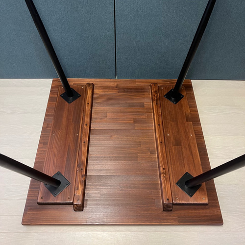 送料無料】 テーブル 正方形 80cm パインウォルナット アイアン製