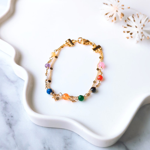 Kis‐My‐Ft2仕様！ESTELLE カラフルストーン プラチナブレスレット 94-0227n.jpg