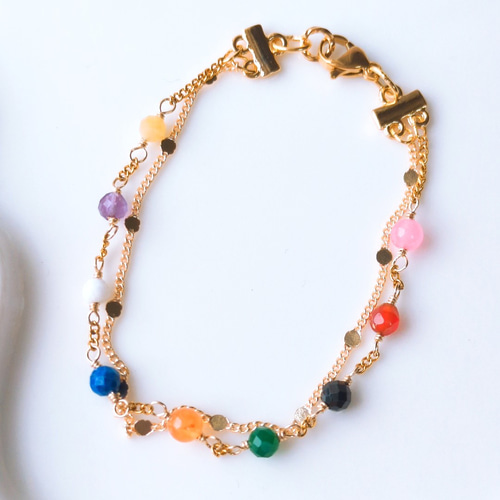 天然石で彩るSnowManカラーの2連ブレスレット ブレスレット Twinkle