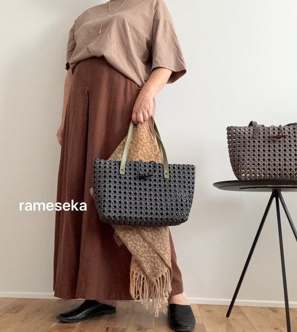 秋限定2025   ボタンで留めるかごバッグ　秋色限定8個　 9枚目の画像