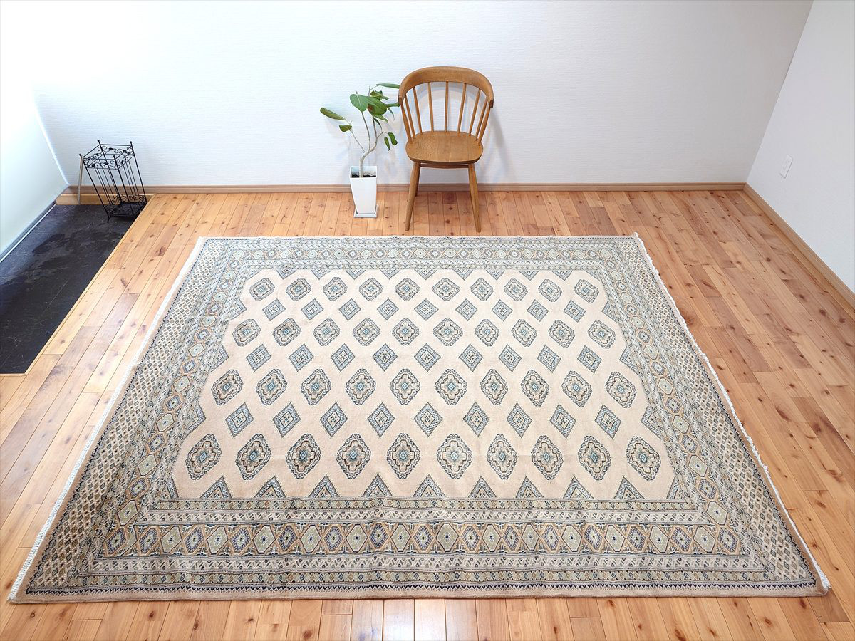 パキスタン絨毯シルクタッチ　ホットカーペット上敷　250x206㎝ べーじゅ