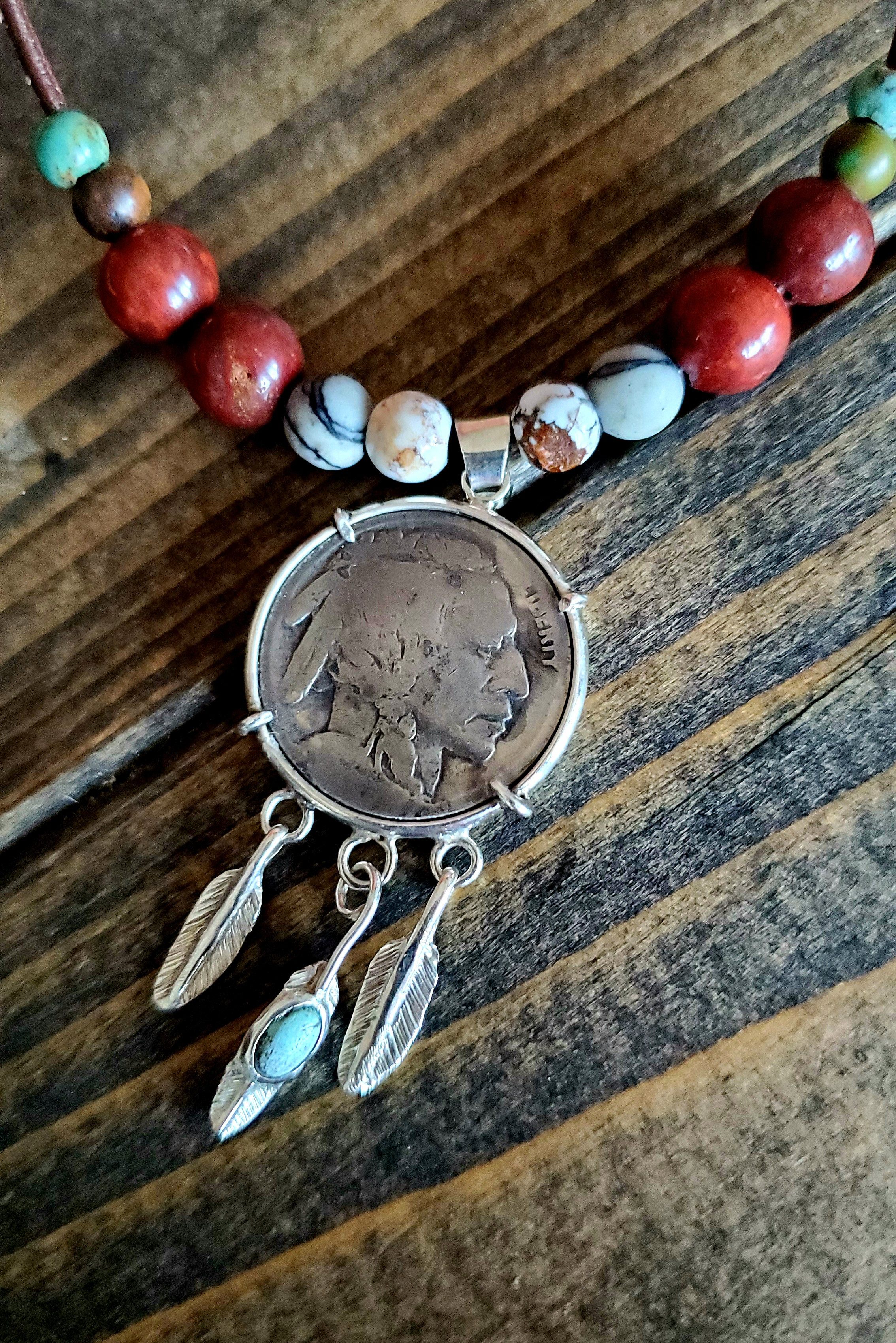 インディアン シルバーネックレス インディアンコイン シルバーネックレス silver95 天然石