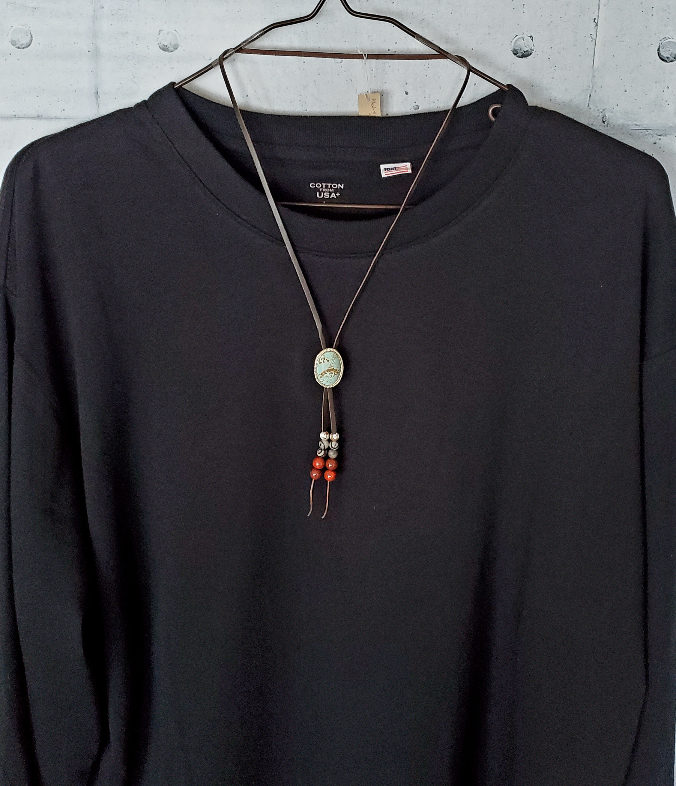 インディアンジュエリー アメリカ産 ターコイズ ネイティブ ネックレス silver950 革紐 ループタイ 天然石