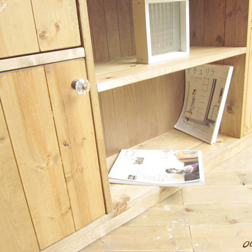 デザインオーダー可！ワイド4扉シンメトリーキャビネットナチュラル