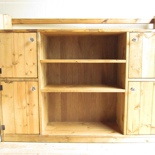 デザインオーダー可！ワイド4扉シンメトリーキャビネットナチュラルブラウン受注製作 デザインオーダー可！ワイド4扉シンメトリーキャビネットナチュラル