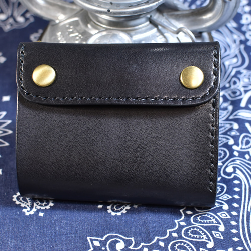 ショートトラッカーウォレットRoll(ロール) 栃木レザーブラック 二