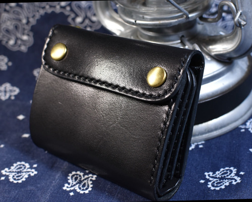 ショートトラッカーウォレットRoll(ロール) 栃木レザーブラック 二