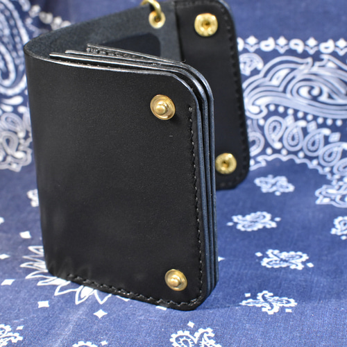 ショートトラッカーウォレットRoll(ロール) 栃木レザーブラック 二