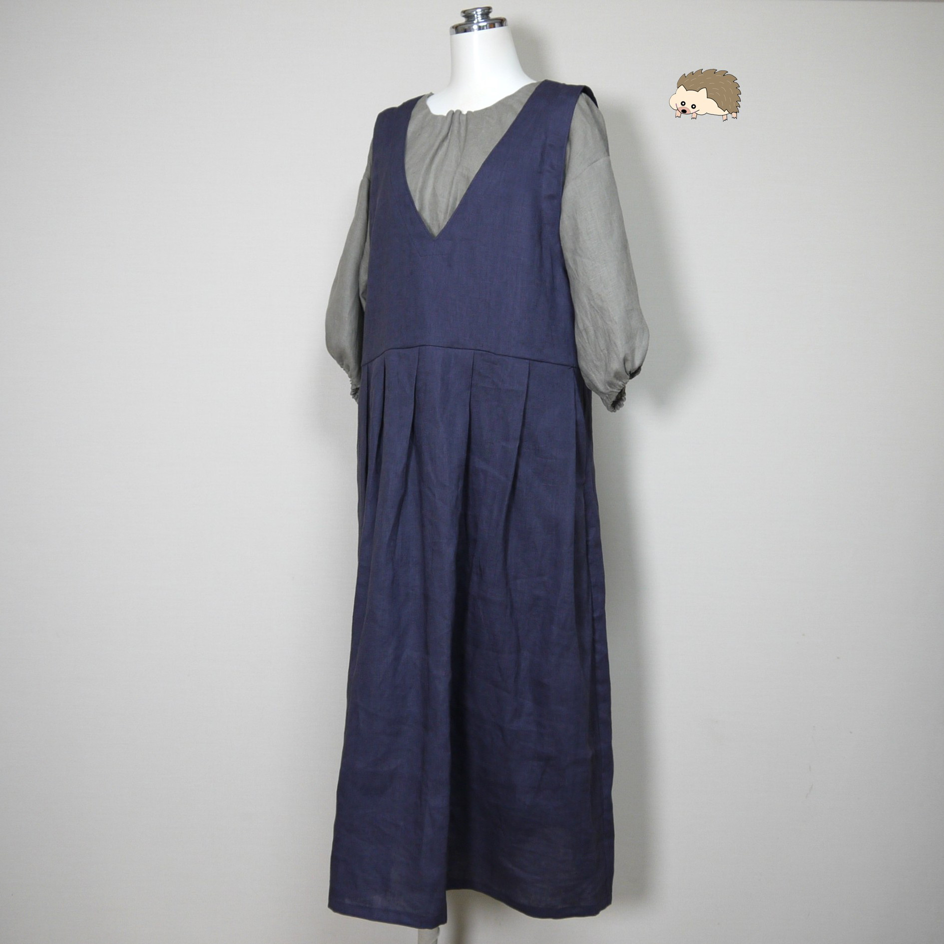 さらっとリネン◆Vネックジャンスカ◆グレープ◆M・L・LL（中厚、リネン100％）