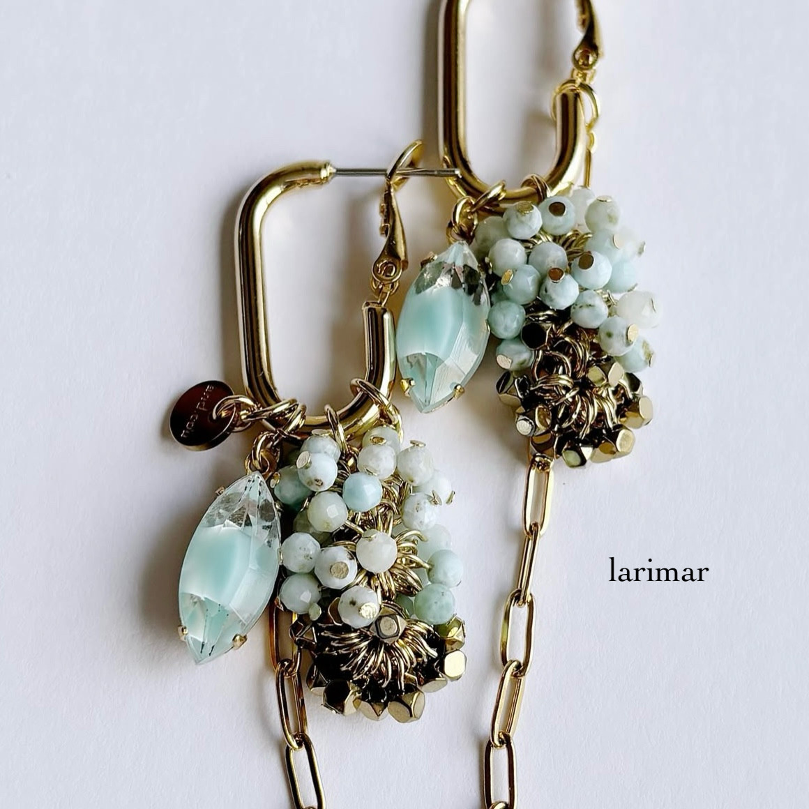 ラリマーとヴィンテージチャームの着せ替えピアス*イヤリング 一部アレルギー対応