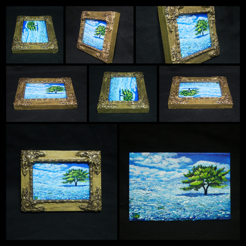 油絵 油彩 油彩画 絵 絵画 キャンバスパネル ミニ絵画【ネモフィラの丘】 油絵 油彩 油彩画 絵 絵画 キャンバスパネル ミニ絵画【ネモフィラの丘