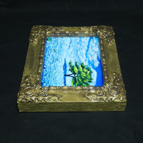 油絵 油彩 油彩画 絵 絵画 キャンバスパネル ミニ絵画【ネモフィラの丘】 油絵 油彩 油彩画 絵 絵画 キャンバスパネル ミニ絵画【ネモフィラの丘