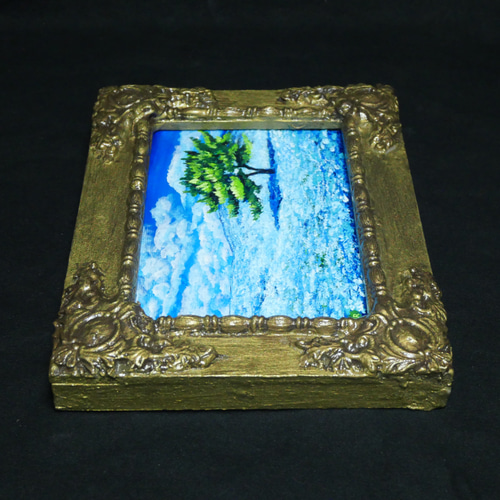 油絵 油彩 油彩画 絵 絵画 キャンバスパネル ミニ絵画【ネモフィラの丘