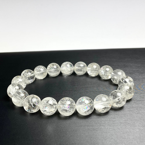 ブレスレット　アイリスクォーツ10mm 雪の結晶のような煌き 天然水晶 10mm＊スノーアイリスクォーツの