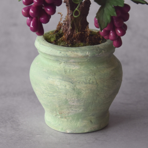 ◇粘土のお花◇ 小さなぶどう盆栽 赤紫 S1293 アートフラワー Old