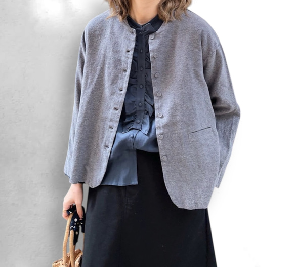 天然コットン 100％のゆる甘カーディガン ゆったり 1枚目の画像