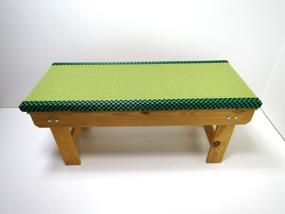 ＜限定品＞黒×みどり市松柄の畳縁台【ベンチ】 3枚目の画像