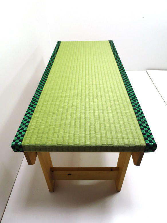 ＜限定品＞黒×みどり市松柄の畳縁台【ベンチ】 5枚目の画像