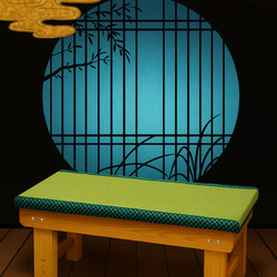 ＜限定品＞黒×みどり市松柄の畳縁台【ベンチ】 1枚目の画像