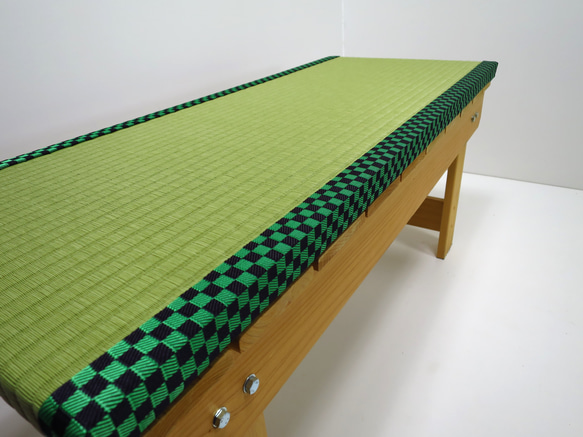 ＜限定品＞黒×みどり市松柄の畳縁台【ベンチ】 4枚目の画像
