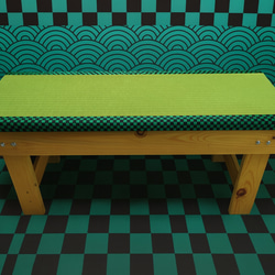 ＜限定品＞黒×みどり市松柄の畳縁台【ベンチ】 2枚目の画像