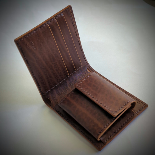 二つ折り財布　ルガトショルダー　栃木レザー　ハンドメイド 二つ折り財布 ルガトショルダー 栃木レザー ハンドメイド ルガト