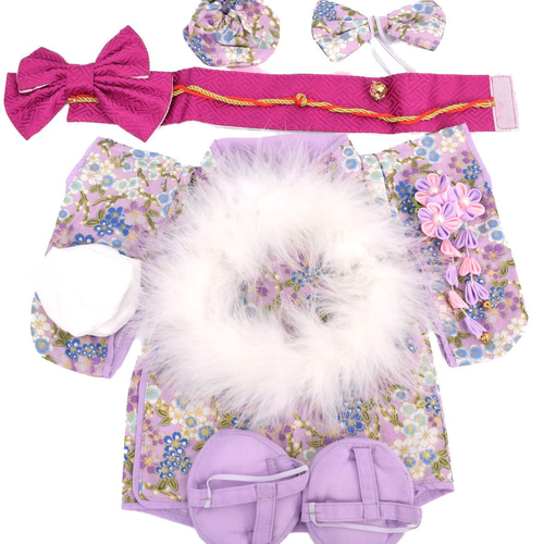 リーナベル 着物 着せ替え コスチューム ケープ&草履付 金彩梅紫 振袖