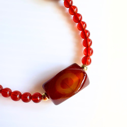 【D29】　赤めのうネックレス｜自然模様とクラックが魅力の天然石アクセサリー【一点もの】　天然石ビーズ 7枚目の画像