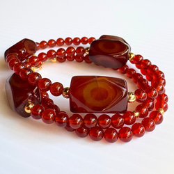 【D29】　赤めのうネックレス｜自然模様とクラックが魅力の天然石アクセサリー【一点もの】　天然石ビーズ 1枚目の画像