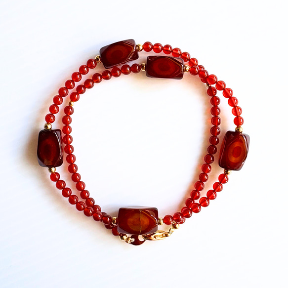 【D29】　赤めのうネックレス｜自然模様とクラックが魅力の天然石アクセサリー【一点もの】　天然石ビーズ 2枚目の画像